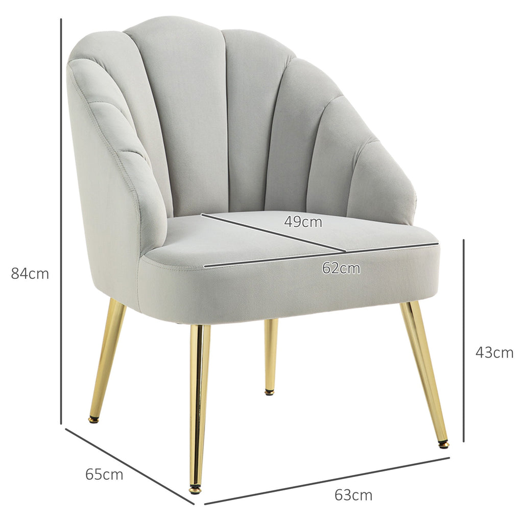 EasyComfort Fauteuil Art Deco schelp 63x65x84 cm, grijs