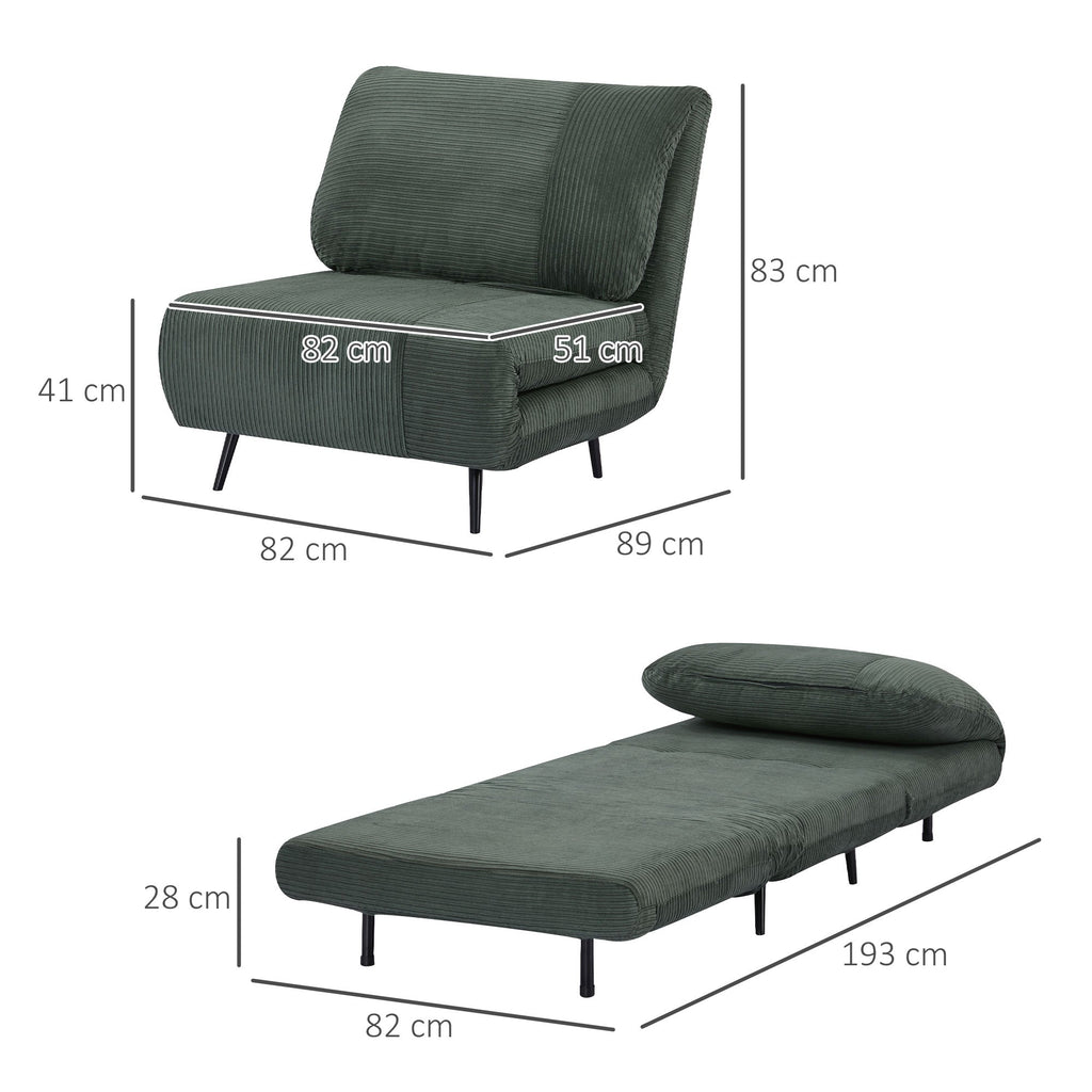 EasyComfort Fauteuilbed 1-persoons, 2-in-1, 3-standen rugleuning