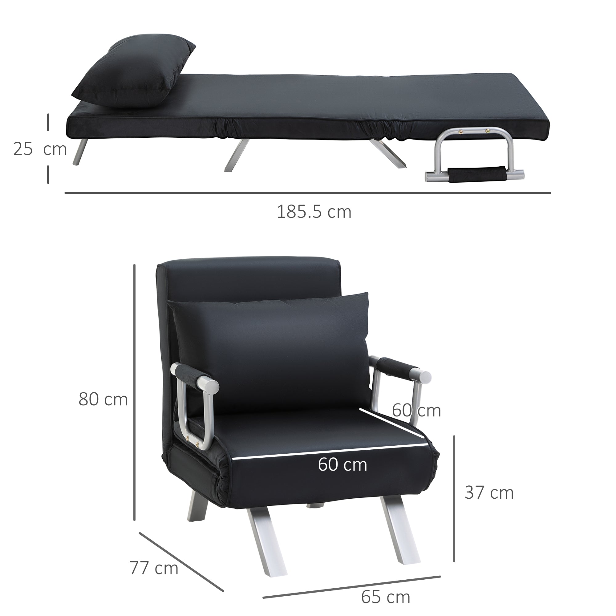 EasyComfort Poltrona Letto Moderna 2 in 1 fauteuilbed zwart