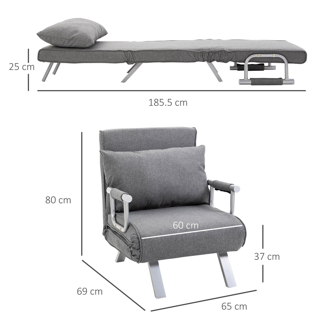 EasyComfort Slaapfauteuil 1-persoons, 5-standen rugleuning, lichtgrijs