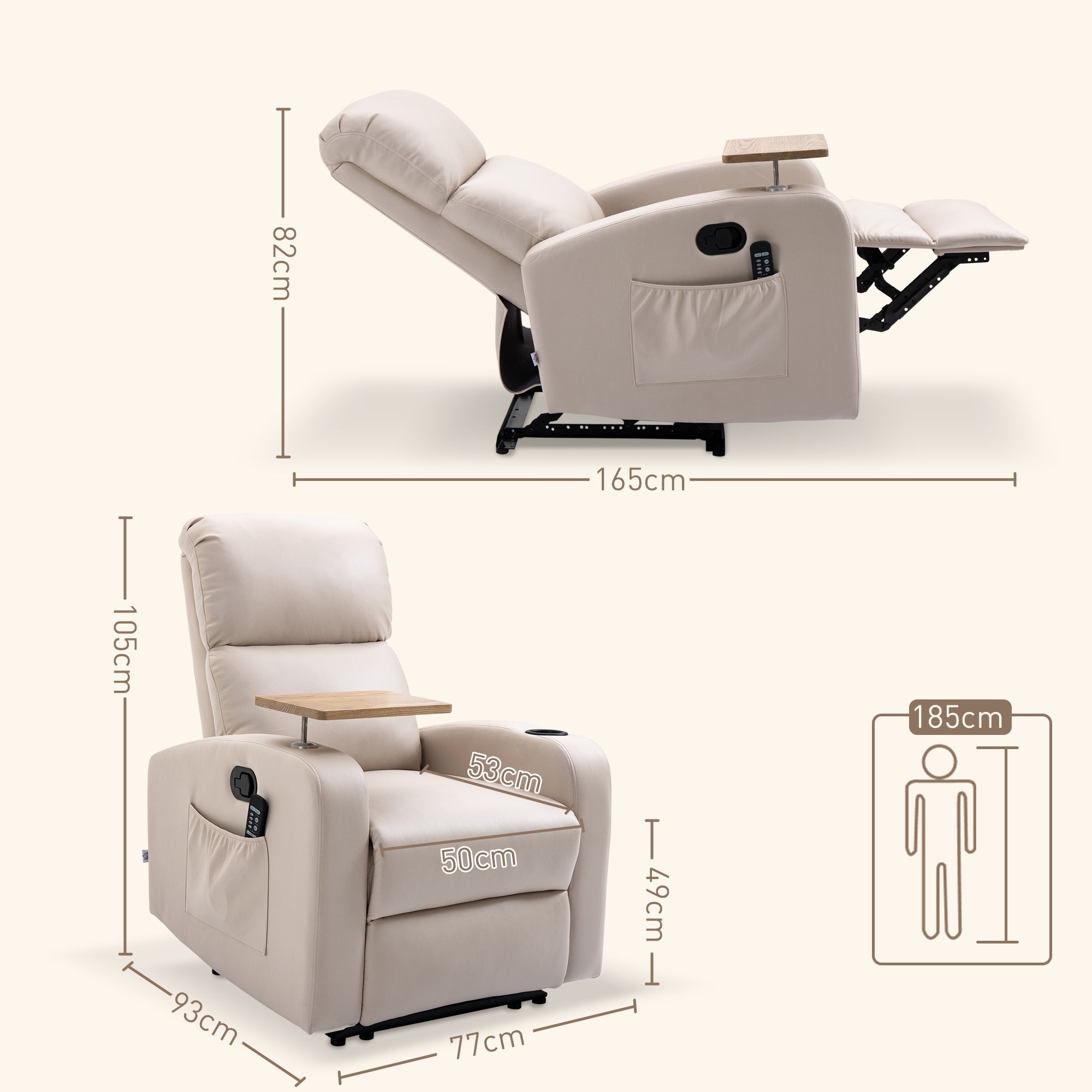 EasyComfort massagestoel en relaxfauteuil microvezel 77x93x105 cm Beige