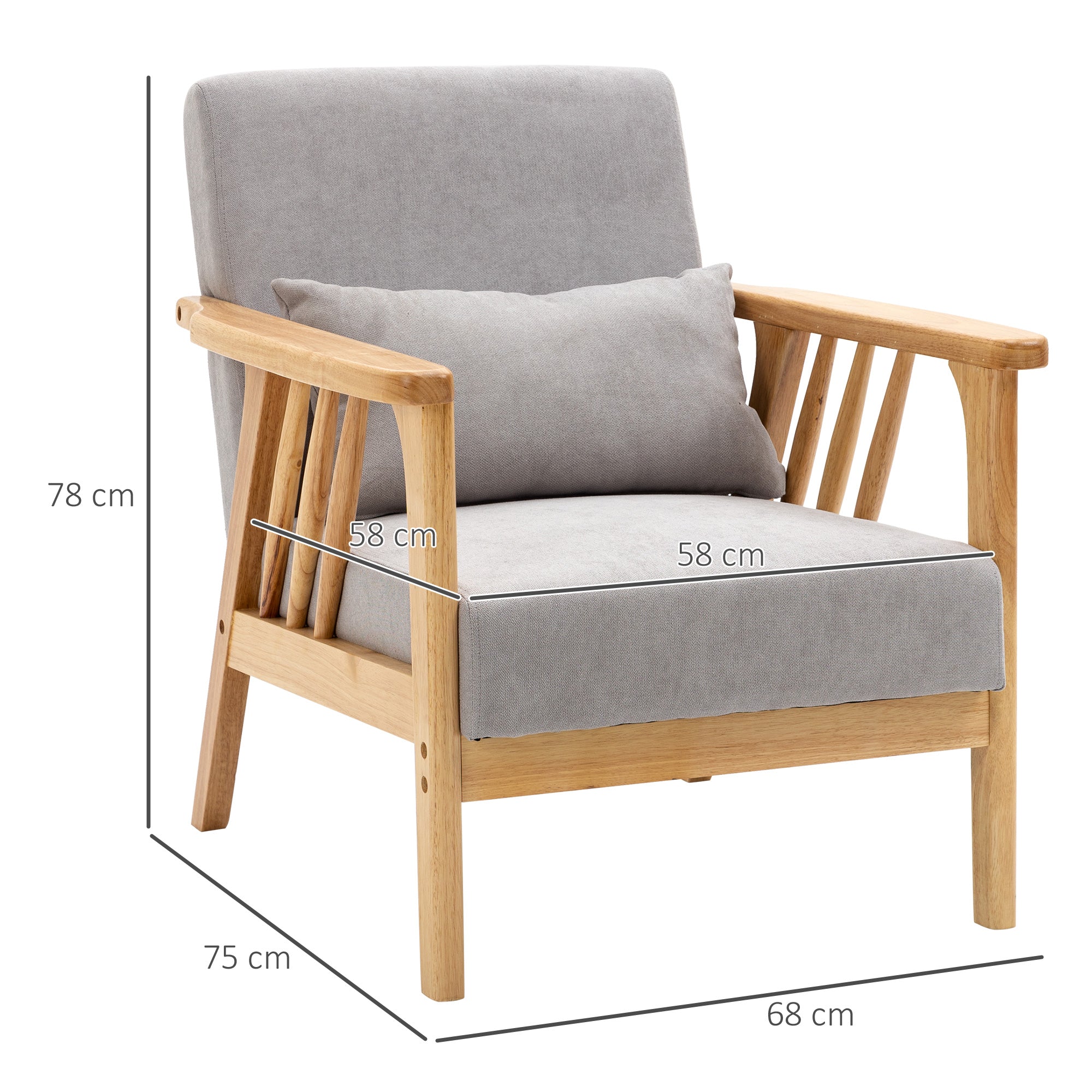 EasyComfort Poltrona Moderna - Moderne fauteuil, 68x75x78 cm, grijs