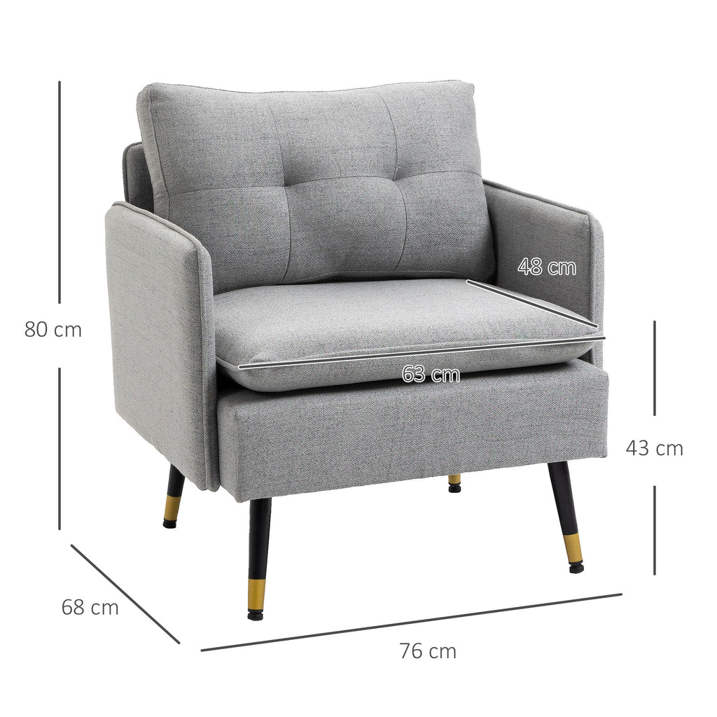 EasyComfort Poltrona Moderna in Tessuto with Seduta Imbottita e Gambe in Acciaio, 76x68x80 cm, Grigio