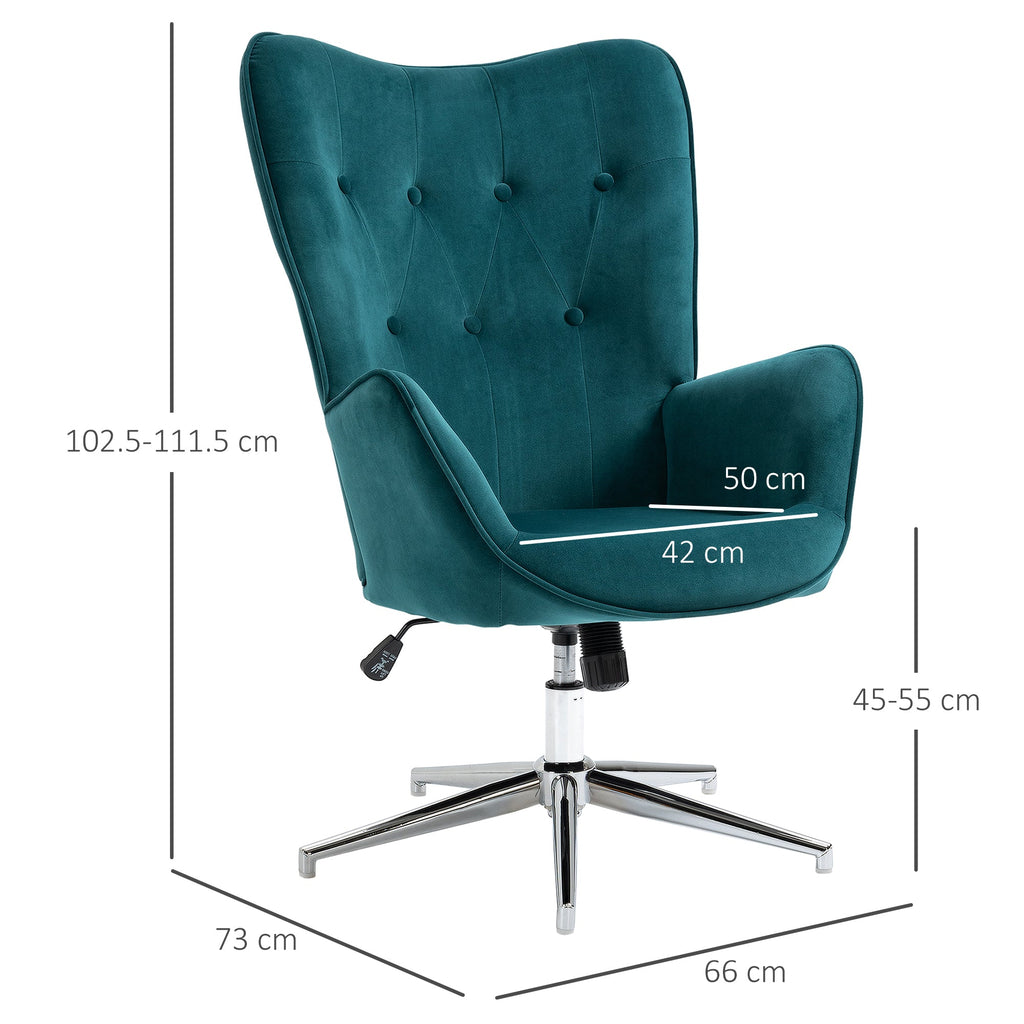 EasyComfort draaifauteuil fluweel, verstelbare hoogte, blauw