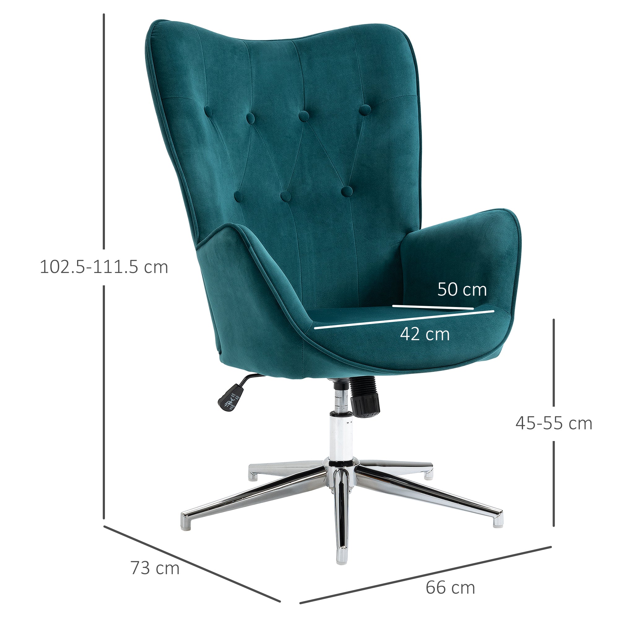EasyComfort draaifauteuil fluweel, verstelbare hoogte, blauw