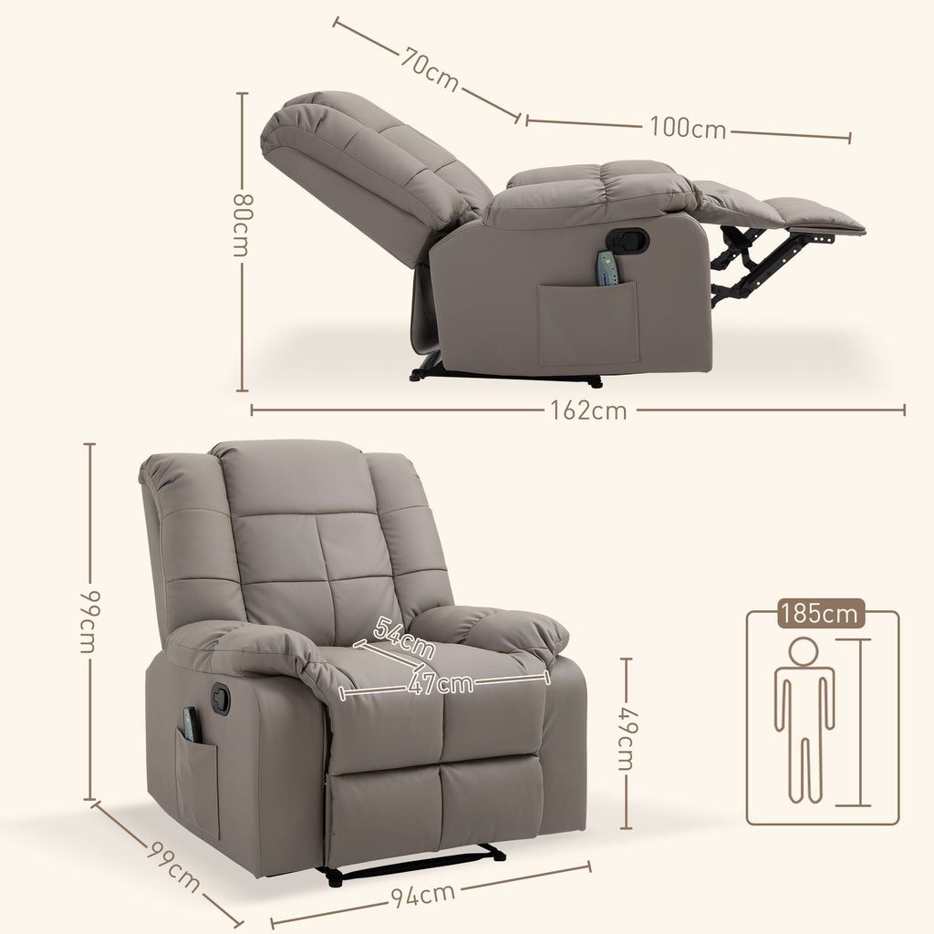 EasyComfort Poltrona Relax fauteuil met 8 massagepunten, verstelbaar tot 165°