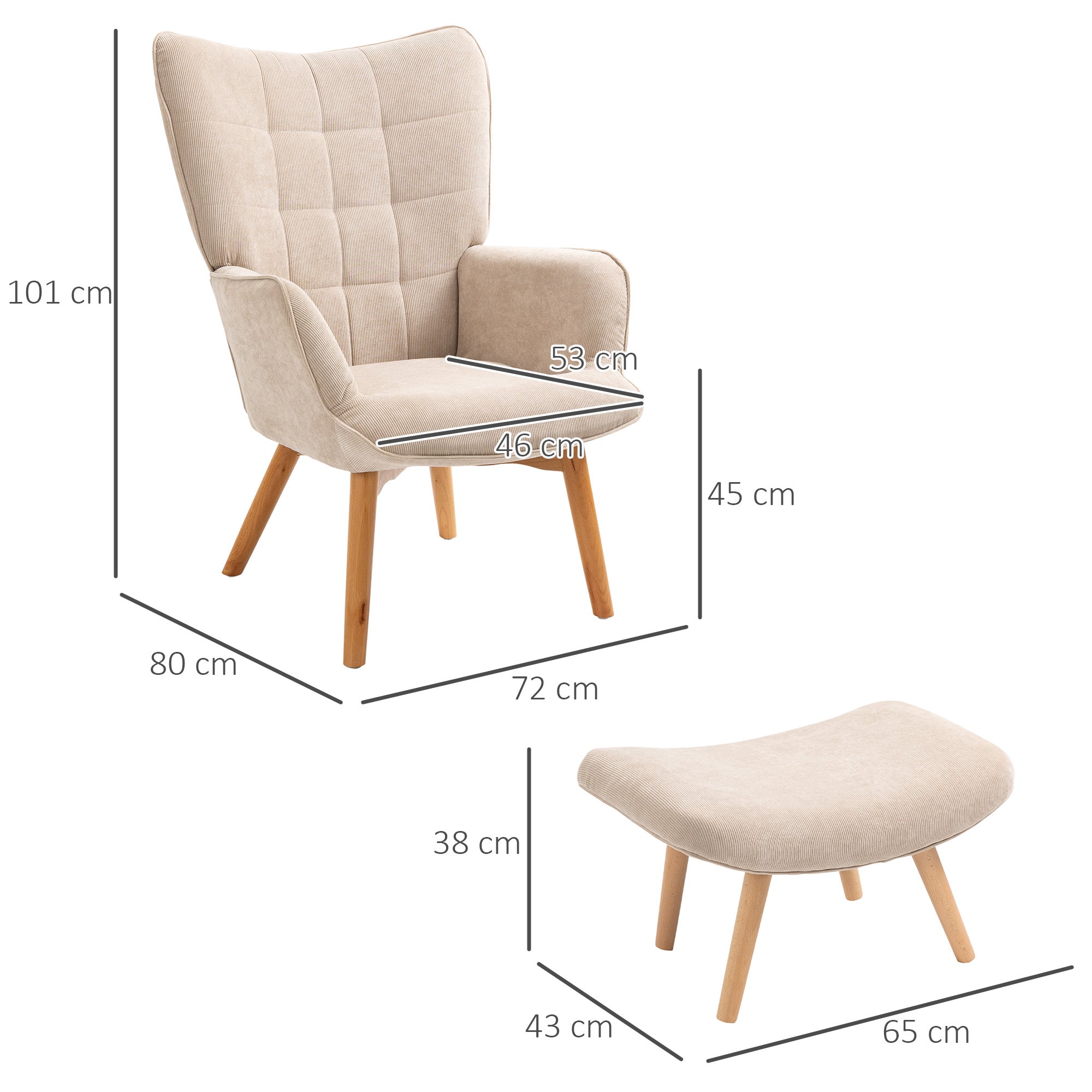 EasyComfort Poltrona Relax relaxfauteuil met poef, beige