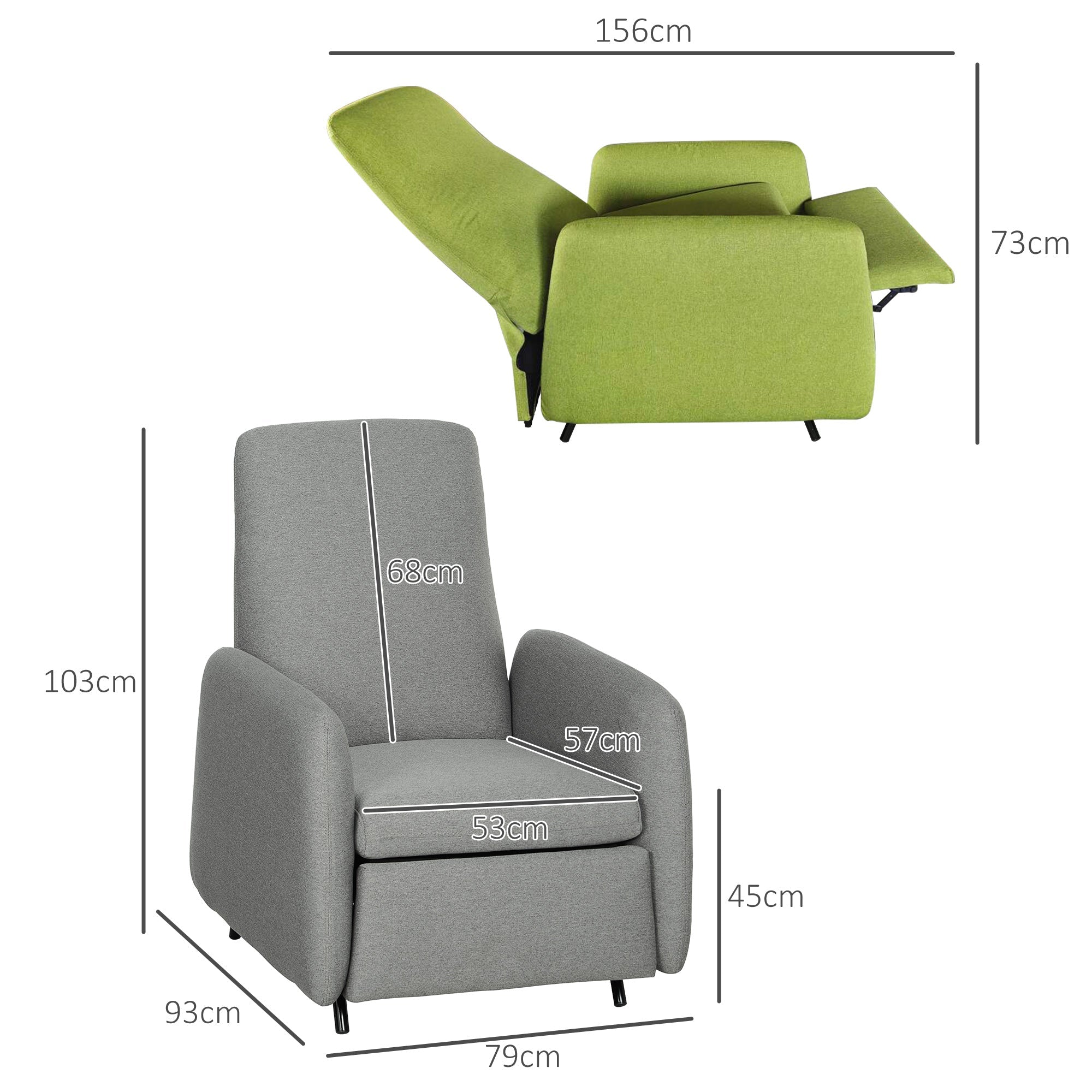 EasyComfort Poltrona Relax Reclinabile with Poggiapiedi Estraibile, Copertura di Ricambio e Seduta with Molle, Grigio