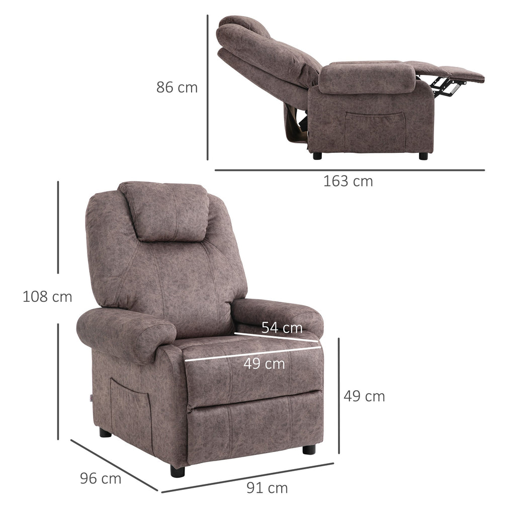 Easycomfort Poltrona Relax Reclinabile Manualmente in Tessuto with Imbottitura Extra, Marrone