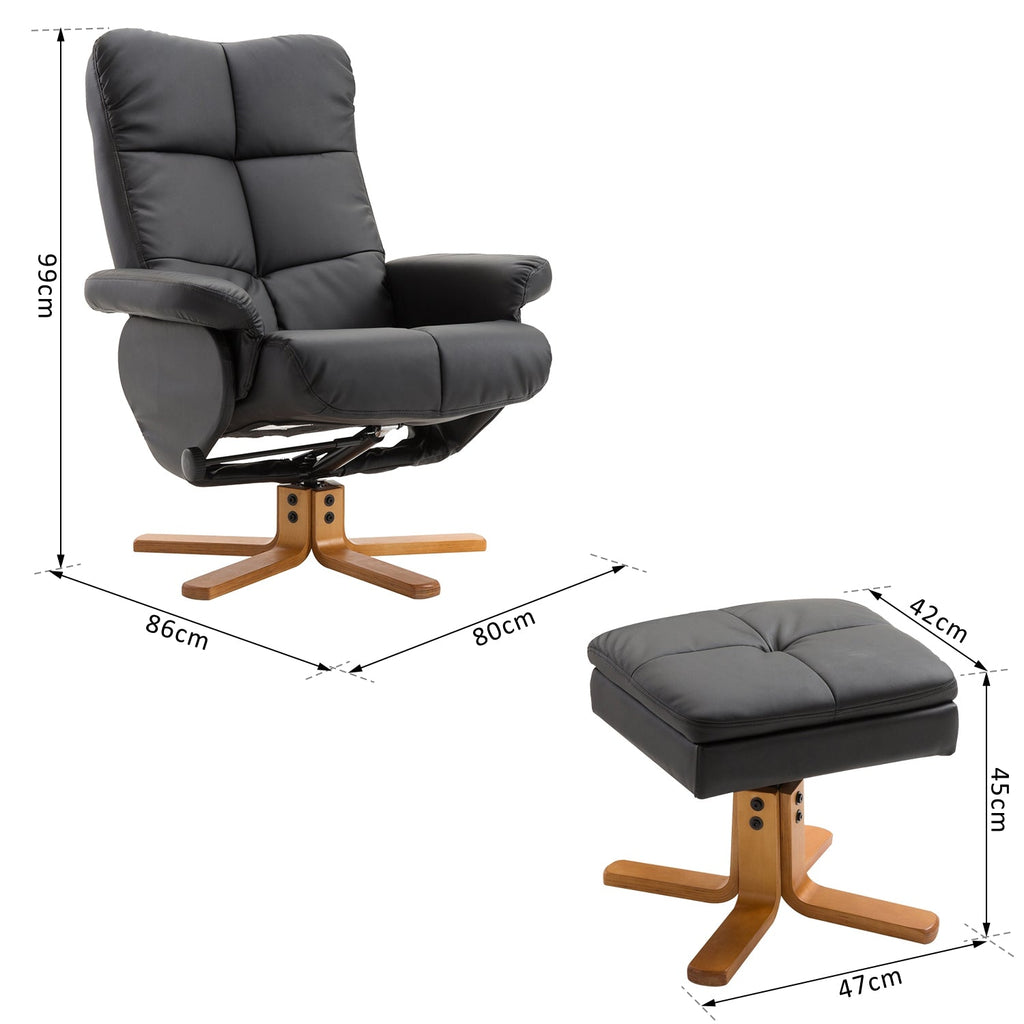 Easycomfort Poltrona Sedia Relax Reclinabile with Poggiapiedi in Pelle PU black
