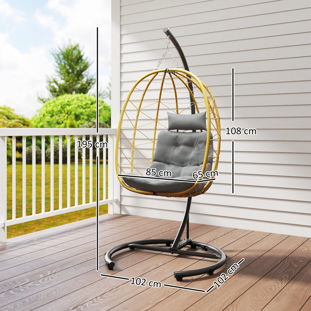 EasyComfort Hangstoel opvouwbaar met kussen 102x102x195 cm