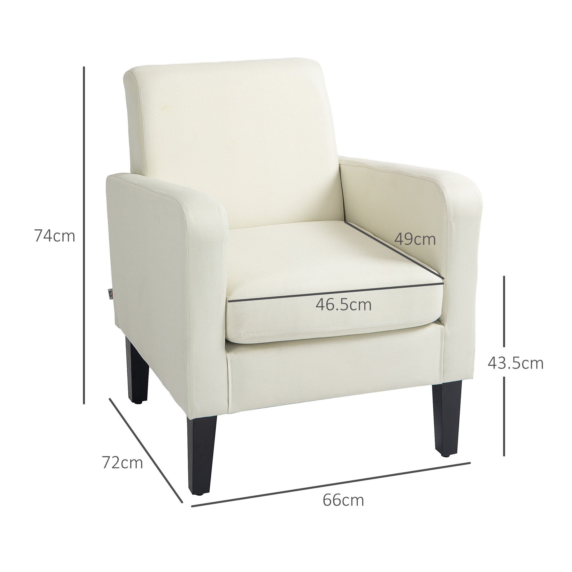 EasyComfort Poltroncina da Camera Moderna in Tessuto Fauteuil 66x72x74 cm crème