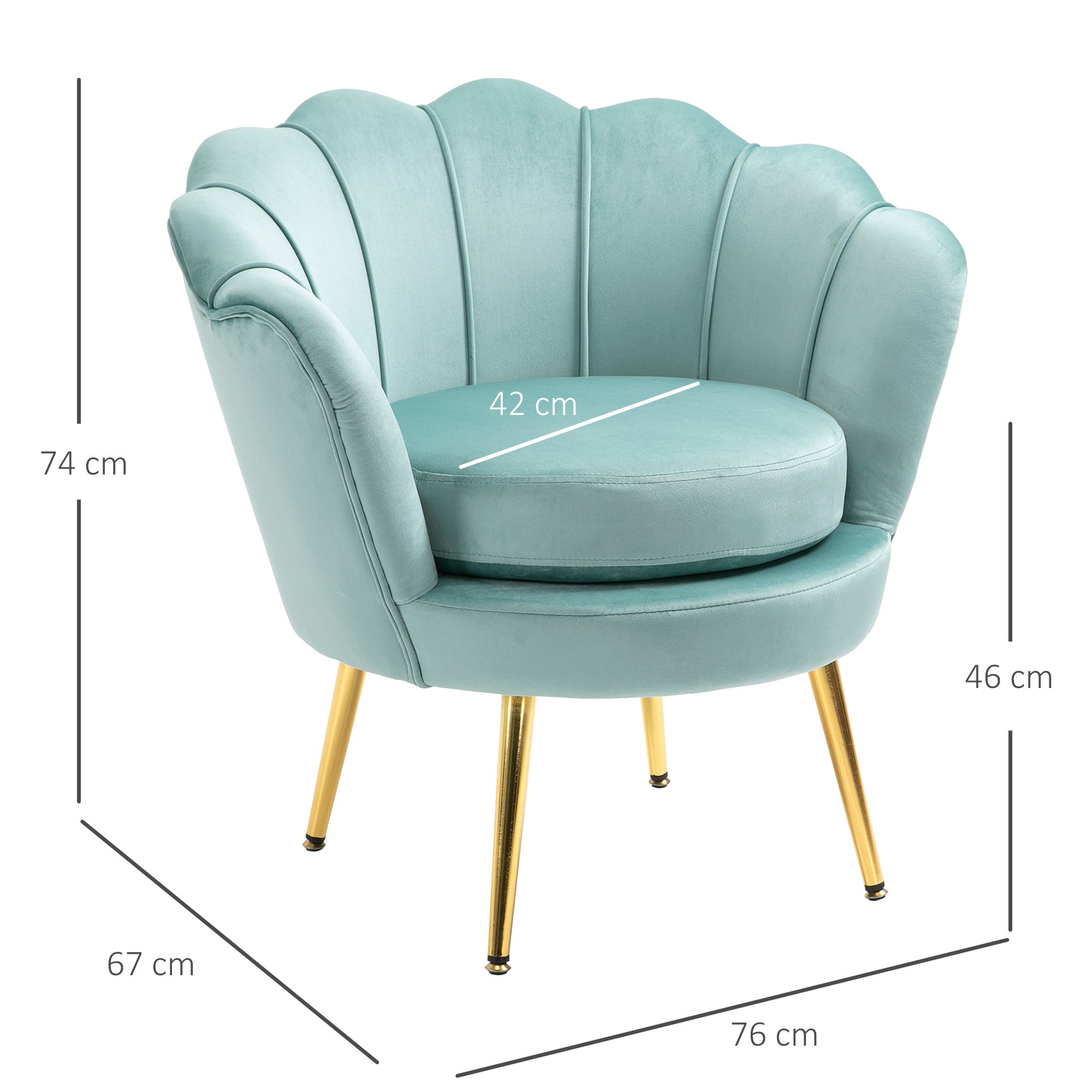 EasyComfort Vintage fauteuil velours groen 76x67x74 cm