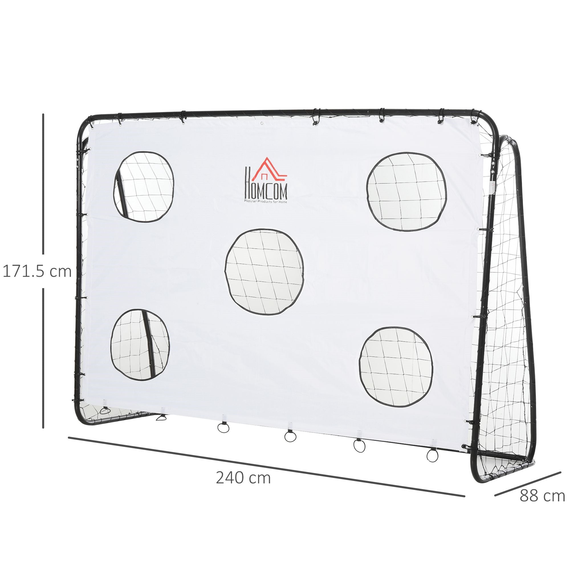 Easycomfort Porta da Calcio per Bambini e Adulti with Rete in PE, in Metallo e Oxford, white e black, 240x88x171.5cm