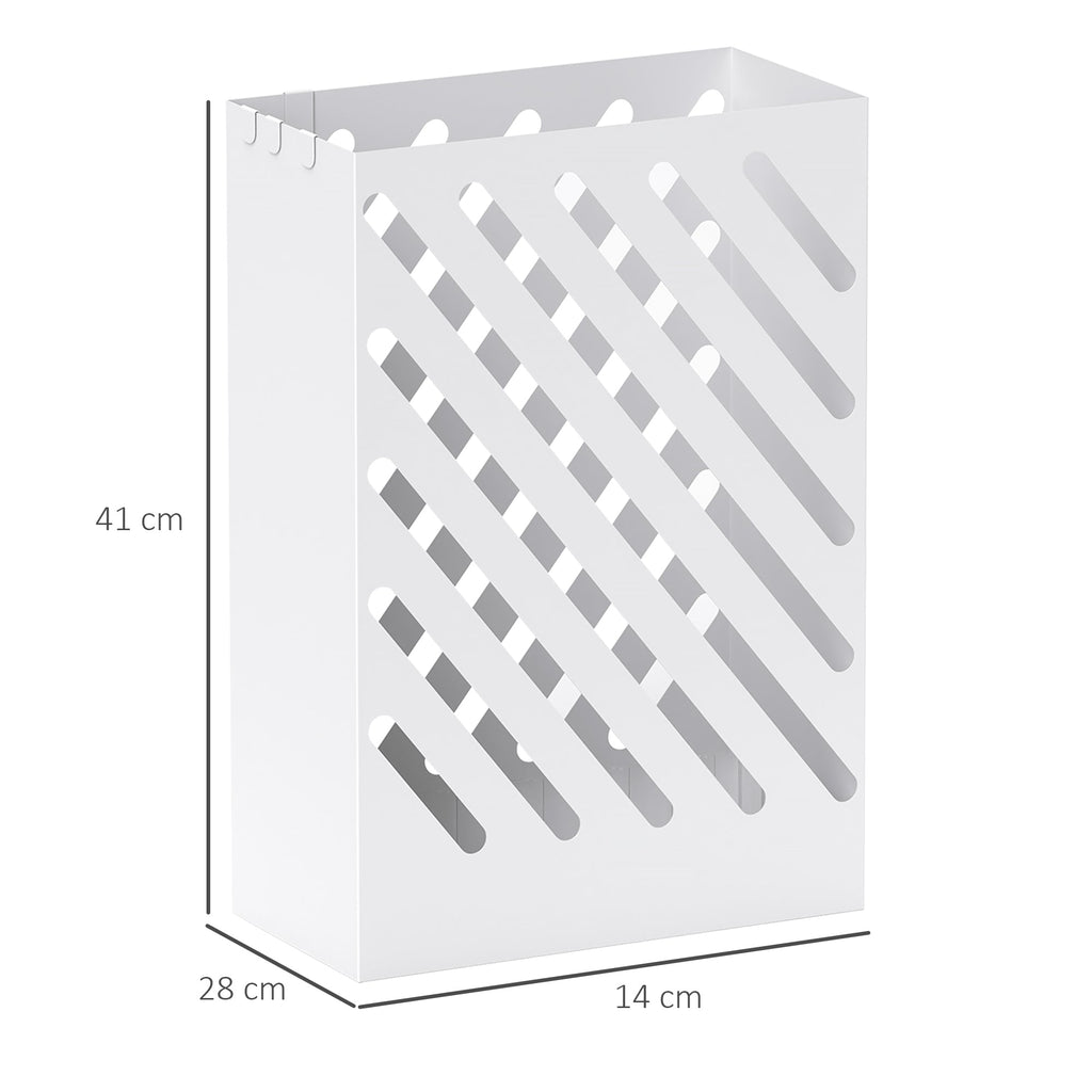 EasyComfort Portaombrelli di Design with Vaschetta Raccogli Gocce e 4 Ganci in Metallo, 28x14x41 cm, white