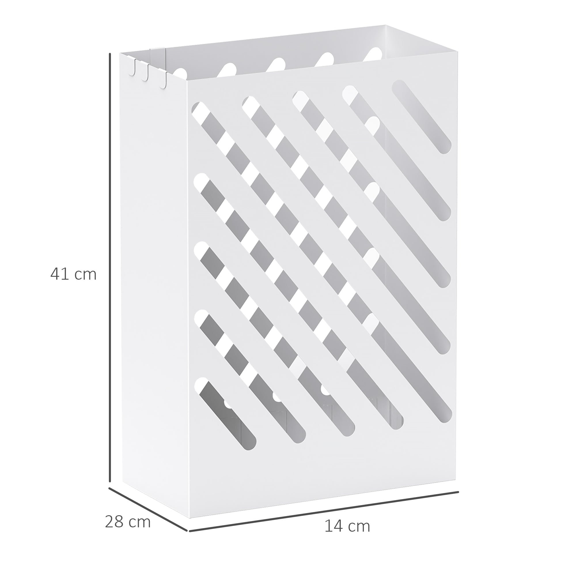 EasyComfort Portaombrelli di Design with Vaschetta Raccogli Gocce e 4 Ganci in Metallo, 28x14x41 cm, white