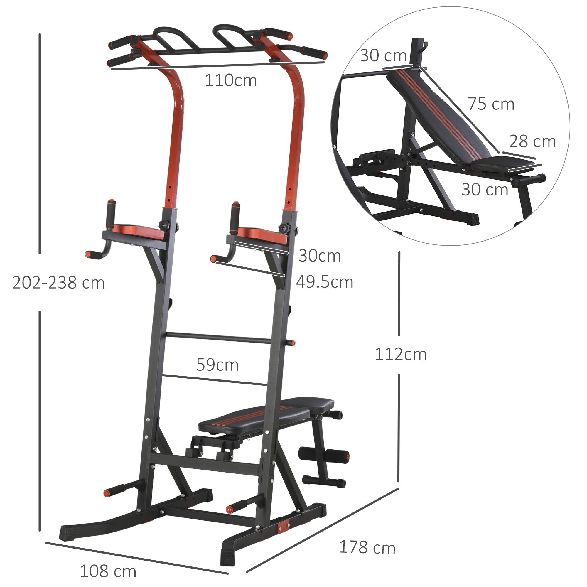 EASYCOMFORT Opvouwbaar multifunctioneel fitnessstation – 120 kg