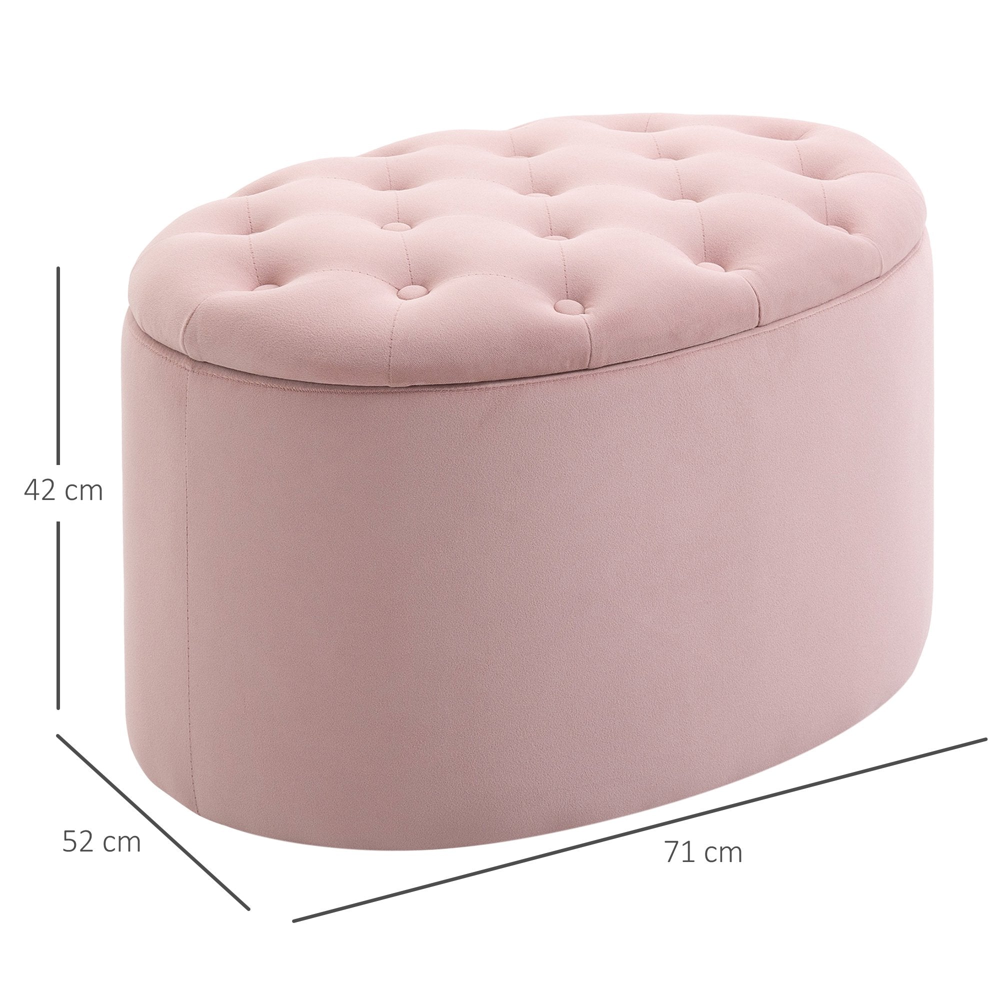 EasyComfort Poef Opbergpoef Ovaal 71x52x42 cm Roze