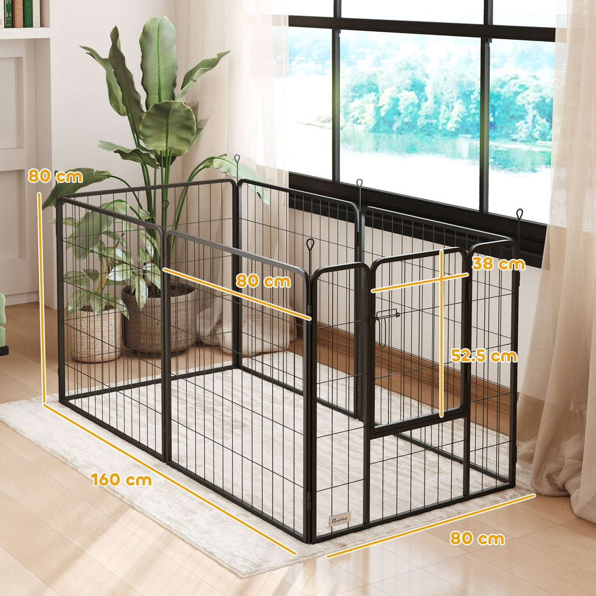 EasyComfort 6-panel hondenren vouwbaar staal 80 cm