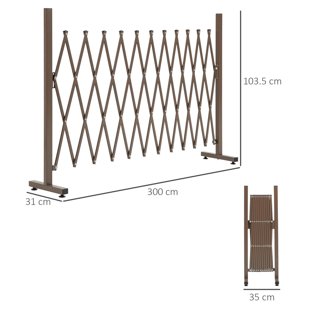 EasyComfort Recinzione per Giardino a Larghezza Regolabile, in Metallo e Alluminio, 300x31x103.5 cm, Marrone Scuro