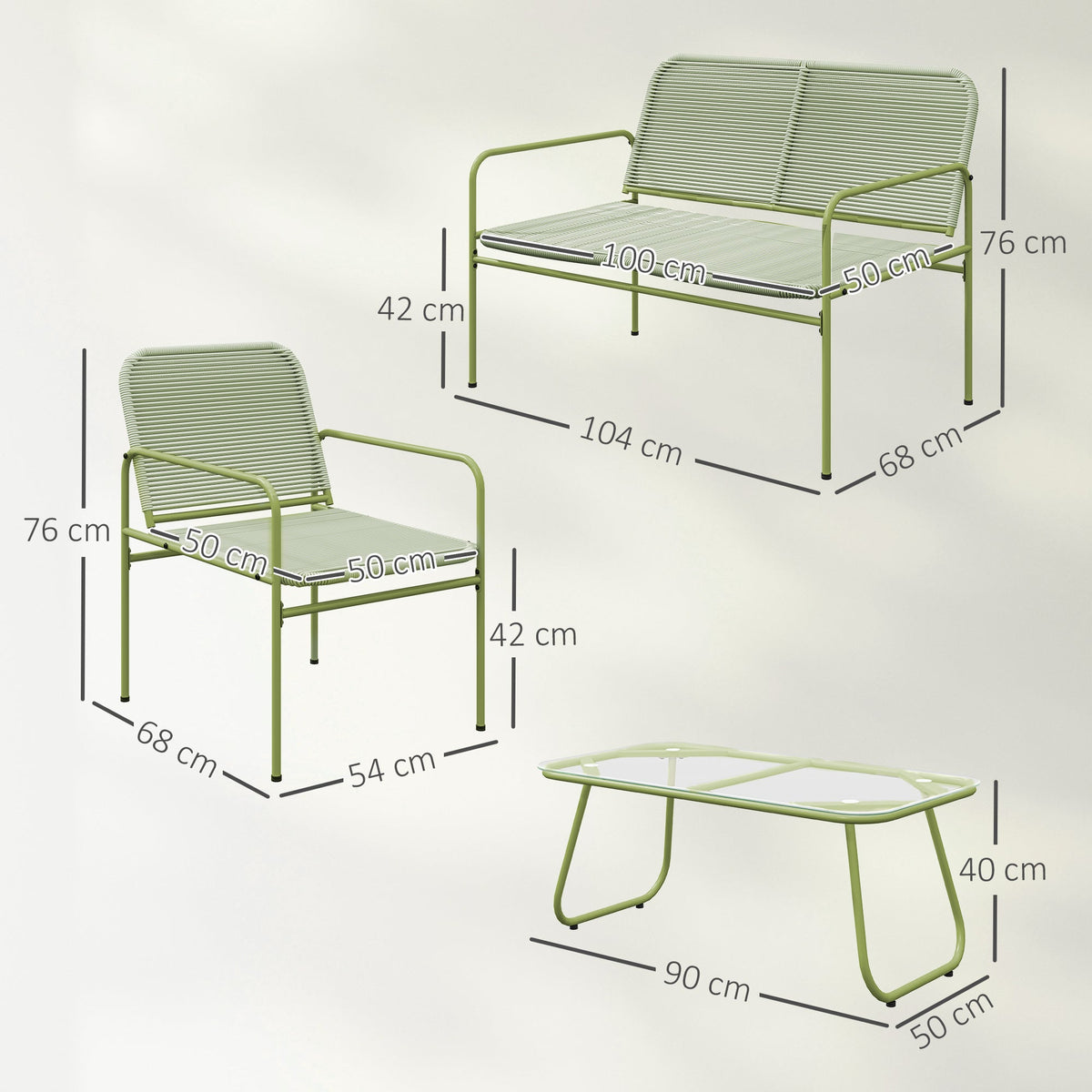 EasyComfort Salotto tuinlounge rattan 4-zits groen
