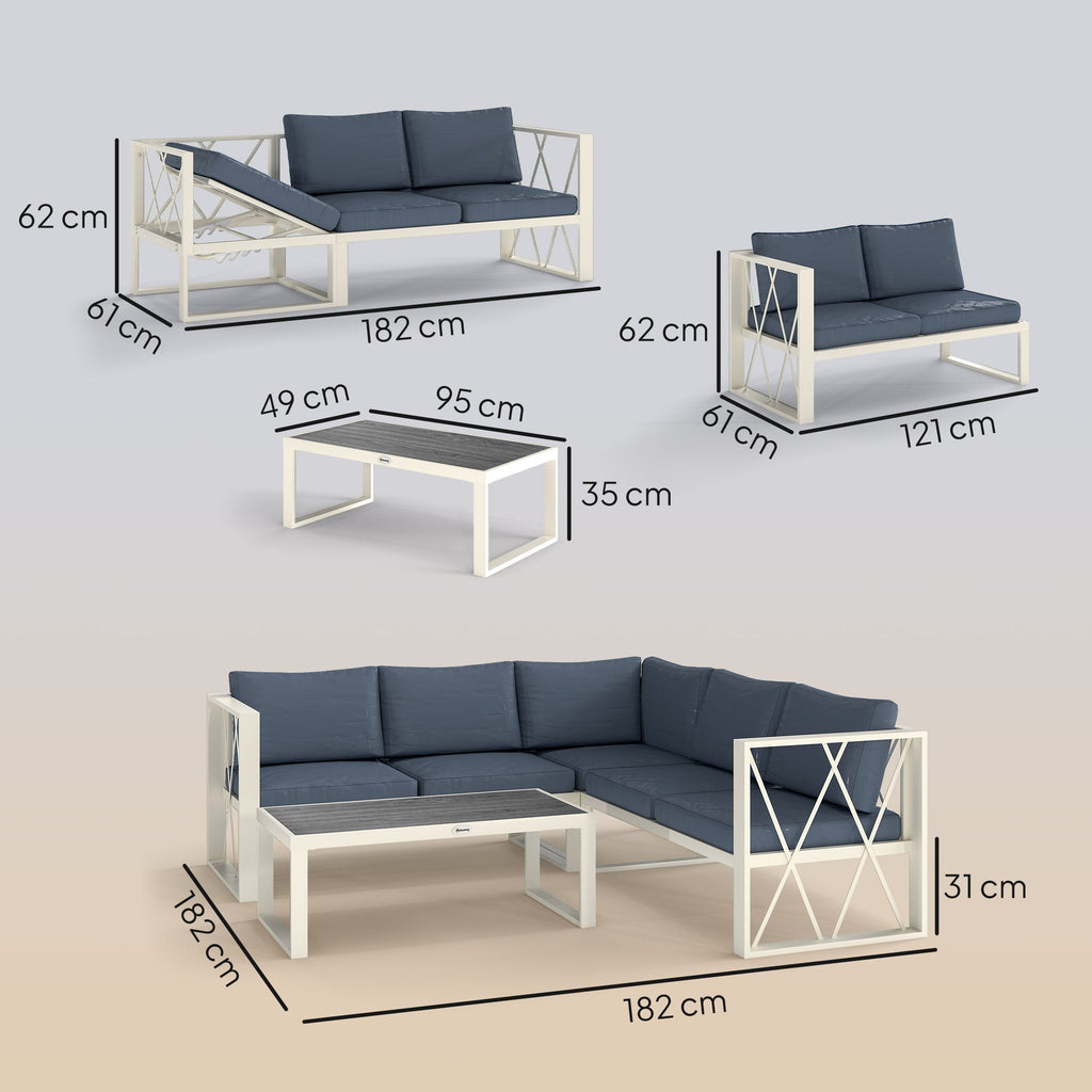 EasyComfort Salotto da Giardino Angolare hoekloungeset met verstelbare fauteuil