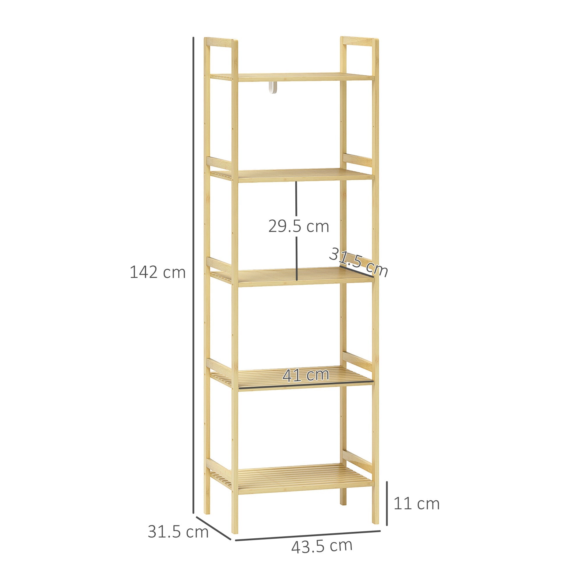 EasyComfort Badkamerrek 5 verstelbare planken, 43.5x31.5x142 cm