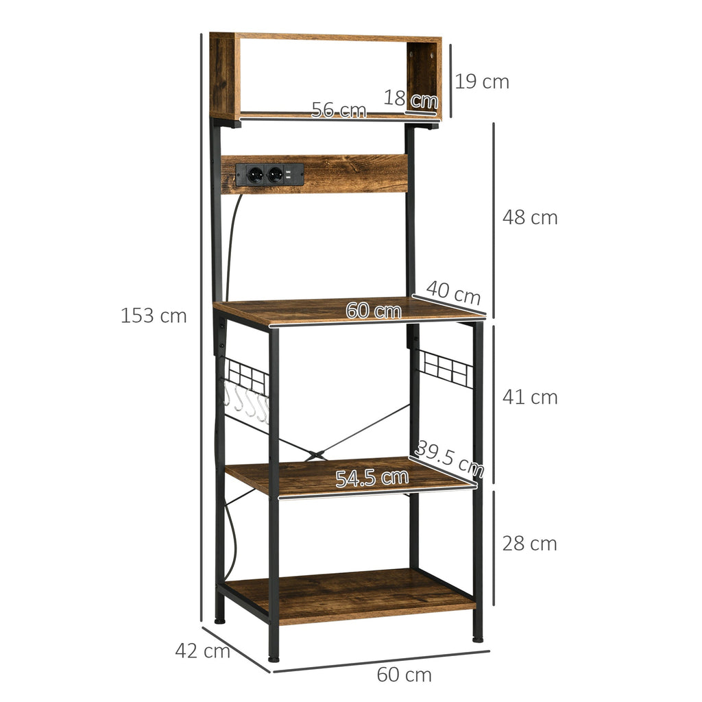 EasyComfort Scaffale Cucina keukenrek 60x42x153 cm met stopcontacten