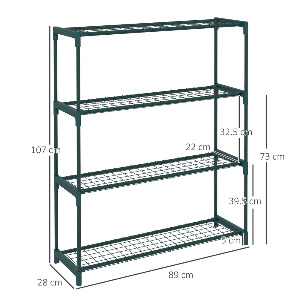 EasyComfort Plantenrek 4 niveaus, staal, 89x28x107 cm, groen