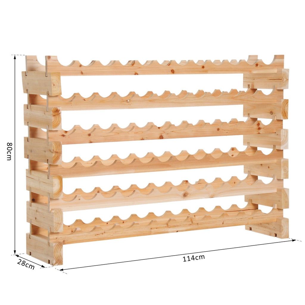 EasyComfort Scaffale Portabottiglie in Legno di Pino, Cantinetta with 6 Ripiani, Max 72 Bottiglie (100 kg), 114 x 28 x 80 cm
