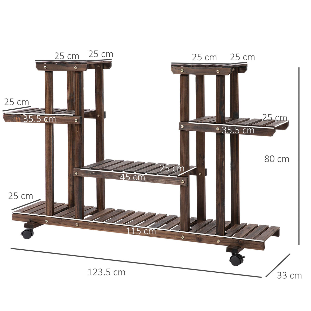 EasyComfort 4-niveaus plantenrek 123.5 x 33 x 80 cm
