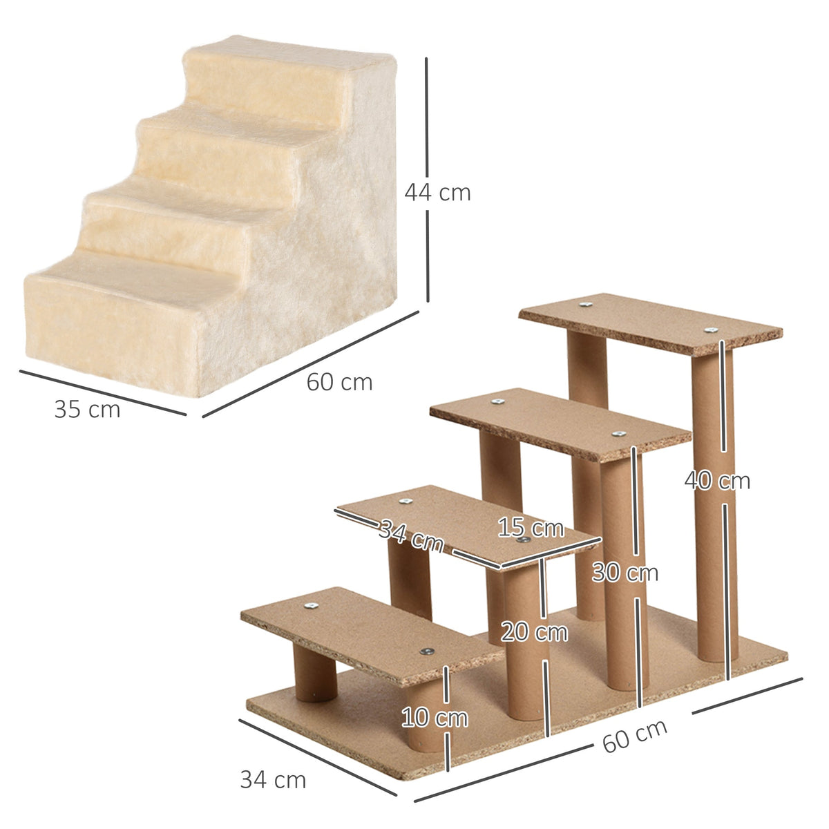EasyComfort 4-traps hondenladder, draagbaar, 60x35x44 cm