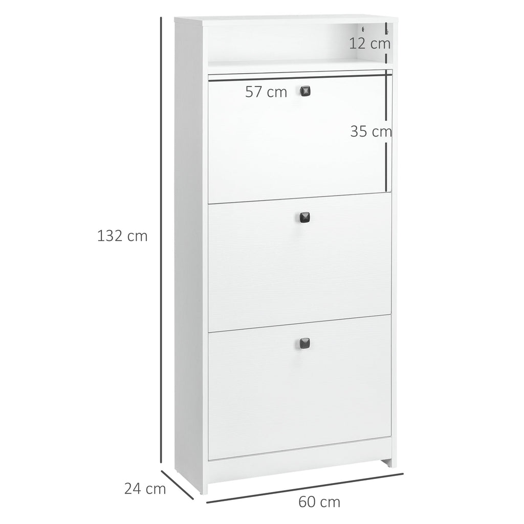 EasyComfort Scarpiera 3 Scompartimenti (18 Paia di Scarpe) e 1 Ripiano Portaoggetti white