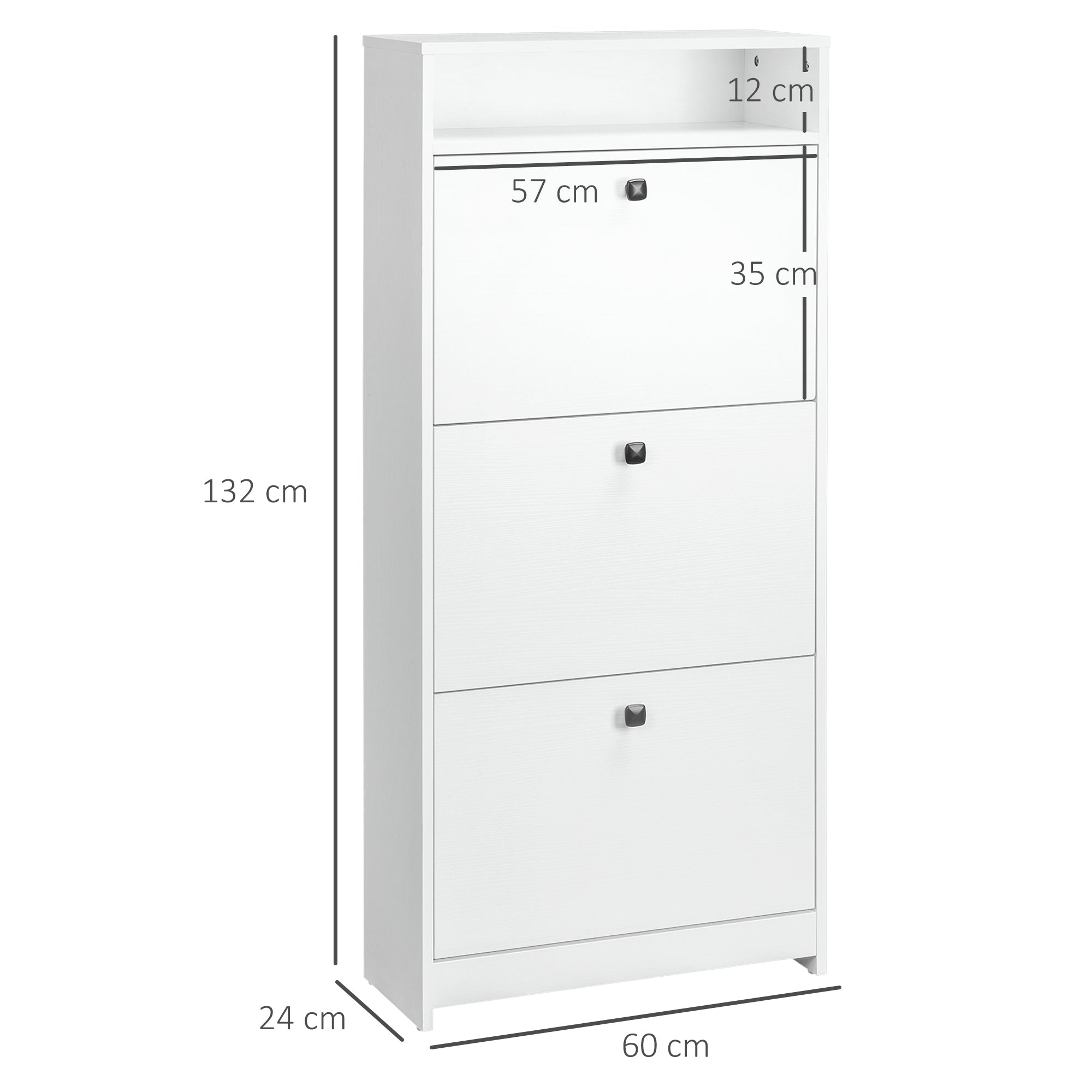EasyComfort Scarpiera 3 Scompartimenti (18 Paia di Scarpe) e 1 Ripiano Portaoggetti white