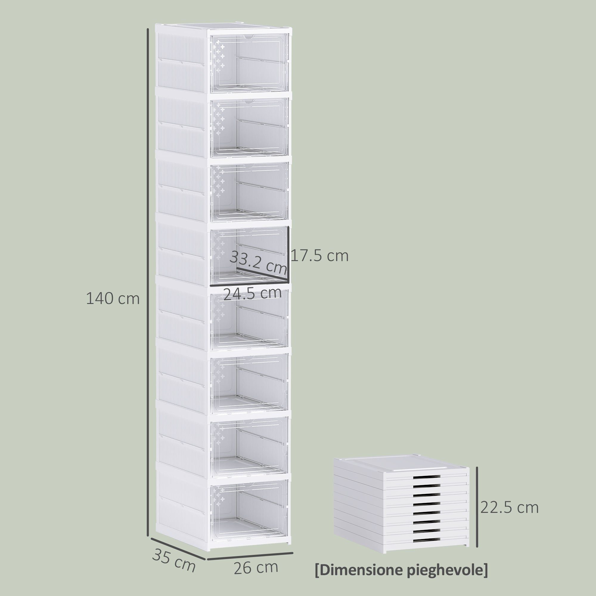 EasyComfort Scarpiera schoenenopbergbox 8-vaks stapelbaar wit
