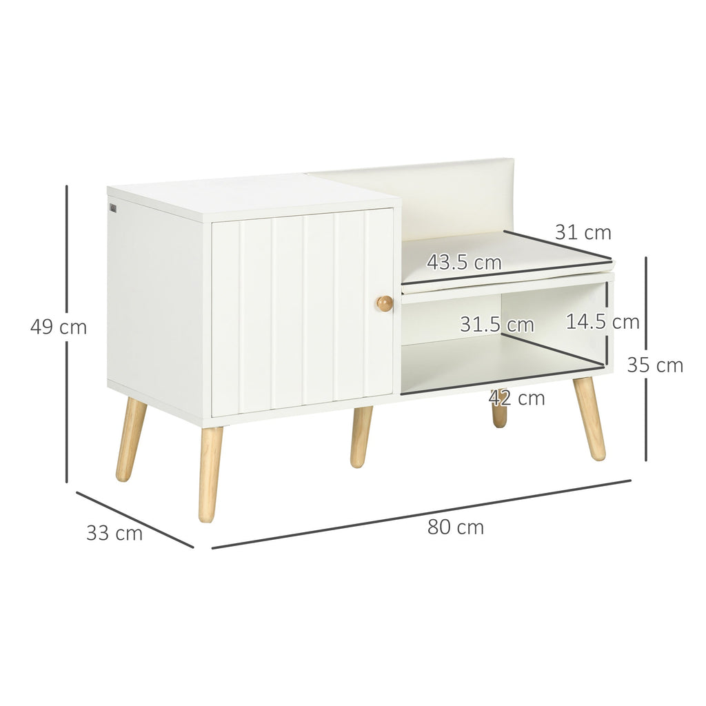 EasyComfort Scarpiera da Ingresso with Seduta Imbottita e Armadietto per 4 Paia di Scarpe, 80x33x49cm, white