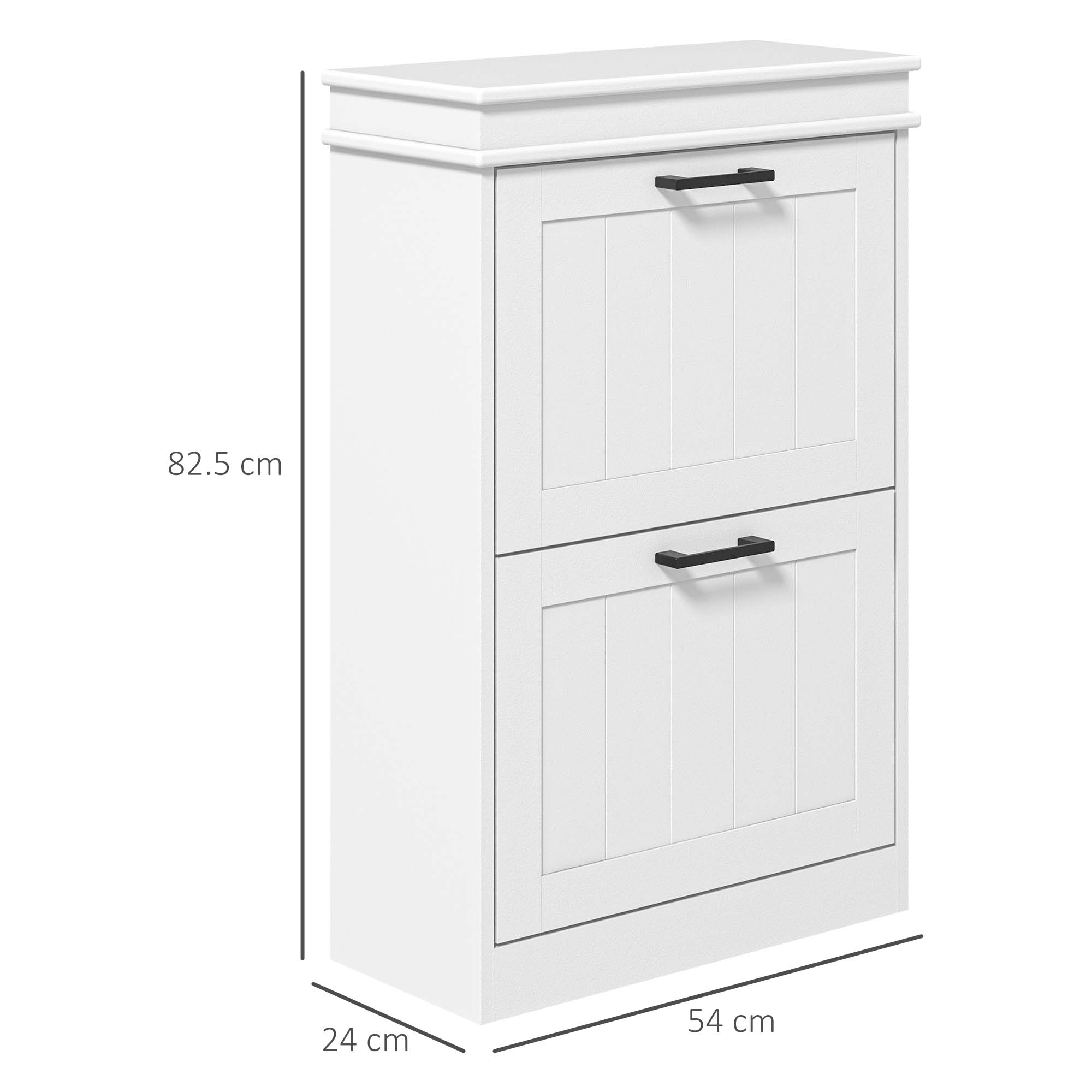 EasyComfort Scarpiera Moderna with 2 Cassetti Ribaltabili per 10 Paia di Scarpe e Ripiano Regolabile, 54x24x82.5cm, white