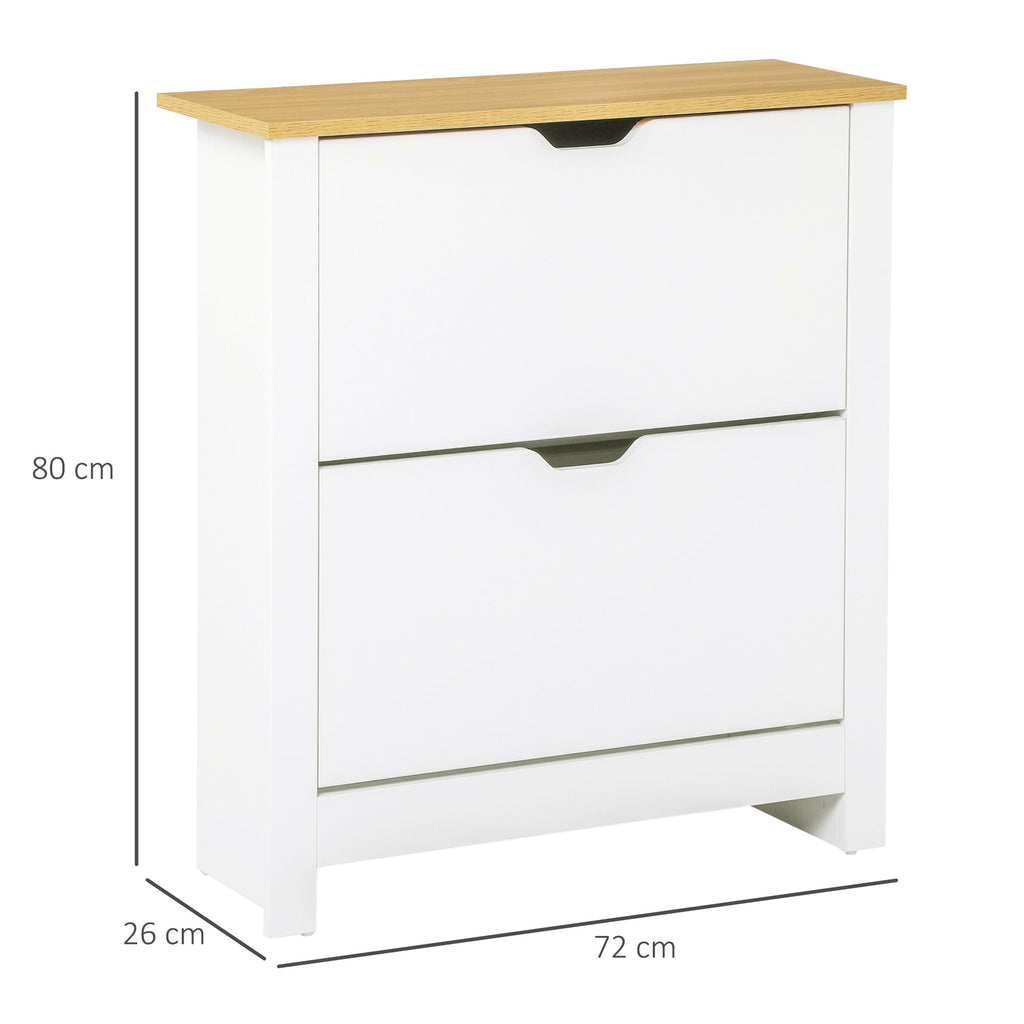 EasyComfort Scarpiera Moderna per 12 Paia Max with 2 Cassetti Regolabili e Rimovibili, in Legno, 72x26x80 cm, white