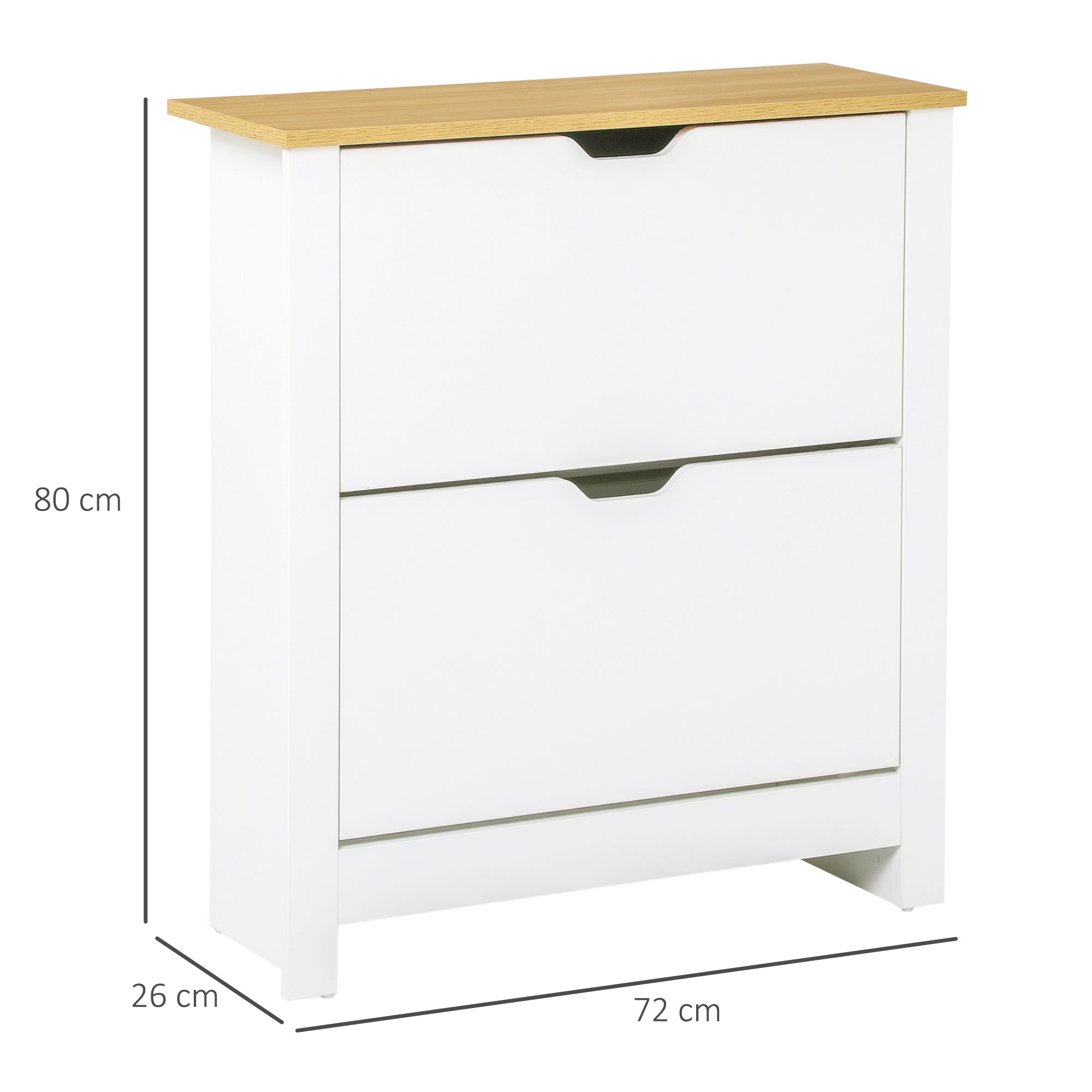 EasyComfort Scarpiera Moderna per 12 Paia Max with 2 Cassetti Regolabili e Rimovibili, in Legno, 72x26x80 cm, white