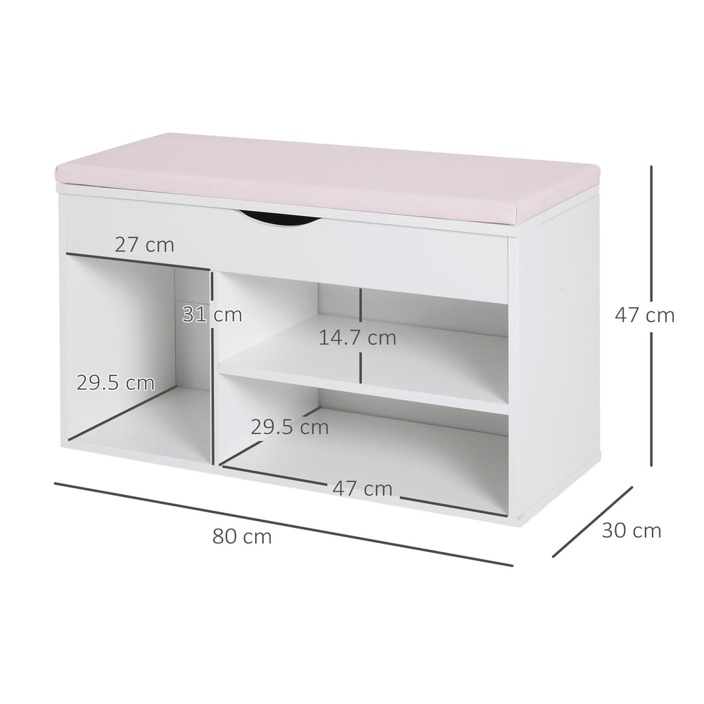 Easycomfort Scarpiera Panca with Sedile Imbottito Ribaltabile da Ingresso Legno 80x30x47cm white