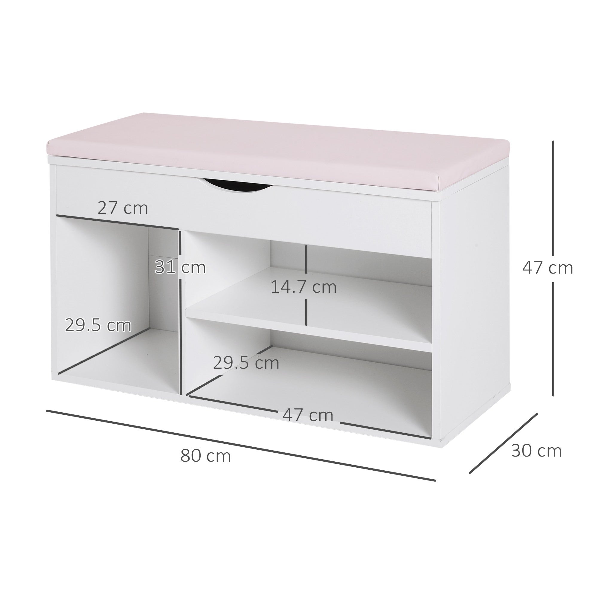 Easycomfort Scarpiera Panca with Sedile Imbottito Ribaltabile da Ingresso Legno 80x30x47cm white