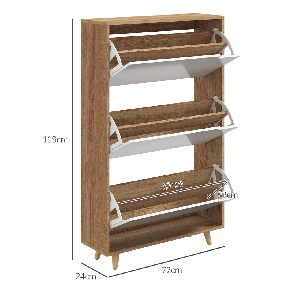 EasyComfort Scarpiera Salvaspazio a 3 Cassetti with Ripiano Regolabile per 18-24 Paia di Scarpe, 72x24x119cm, white