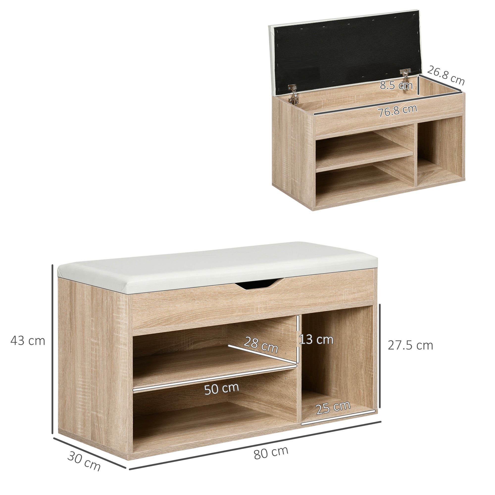 EasyComfort Armadio scarpiera Salvaspazio with 2 Ripiani Aperti e Spazio a Scomparsa, Scarpiera moderna with comodo cuscino, in Legno e PU| Aosom Italy