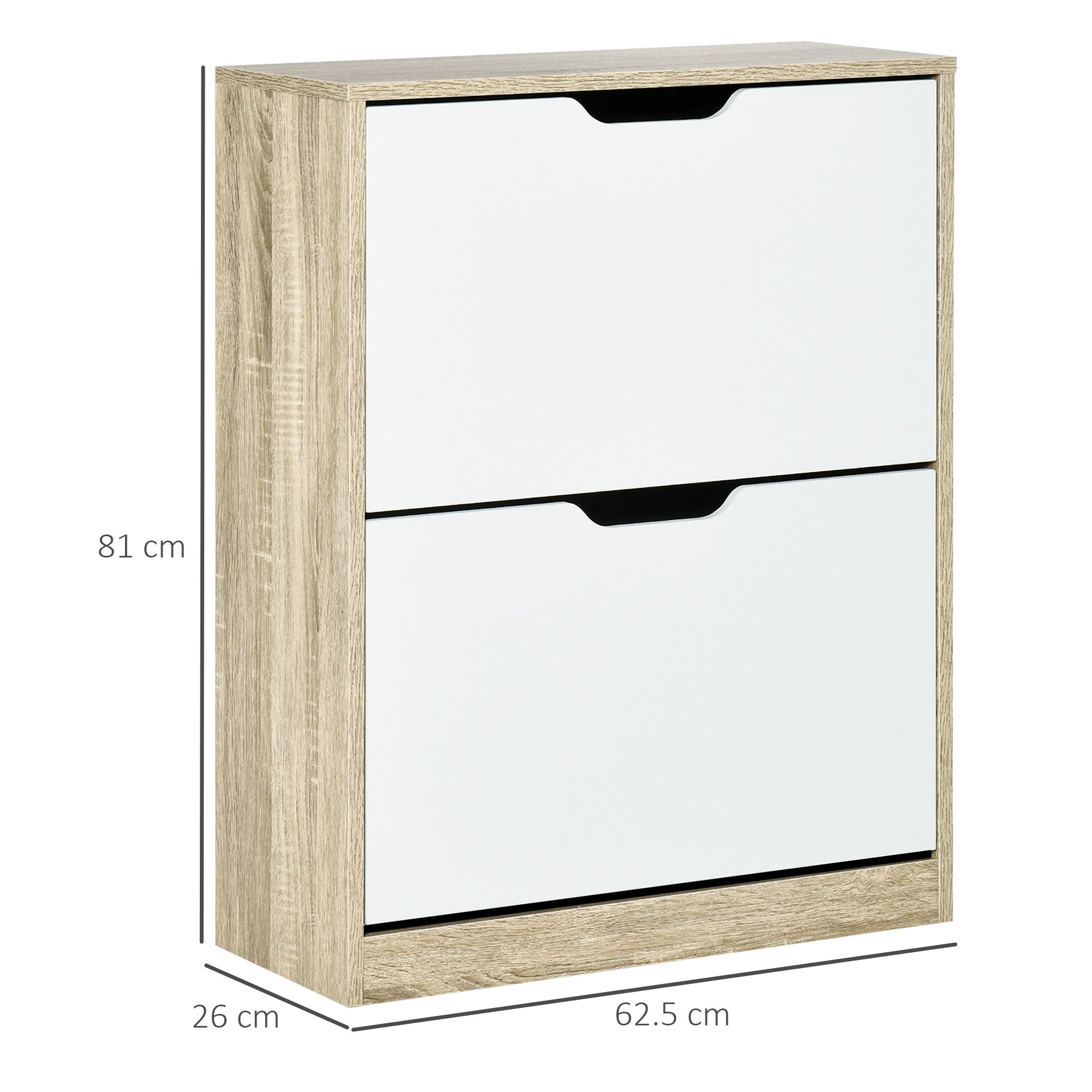 EasyComfort Scarpiera Salvaspazio Slim a 2 Cassetti per 8 Paia di Scarpe 62.5x26x81 cm, Legno e white