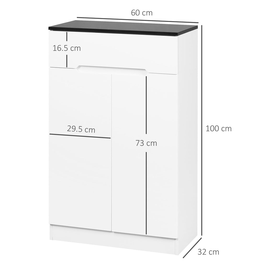 Easycomfort Scarpiera Slim da 12 Paia max per Ingressi with 3 Ripiani Regolabili e Cassetto, in Truciolato white, 60x32x100 cm