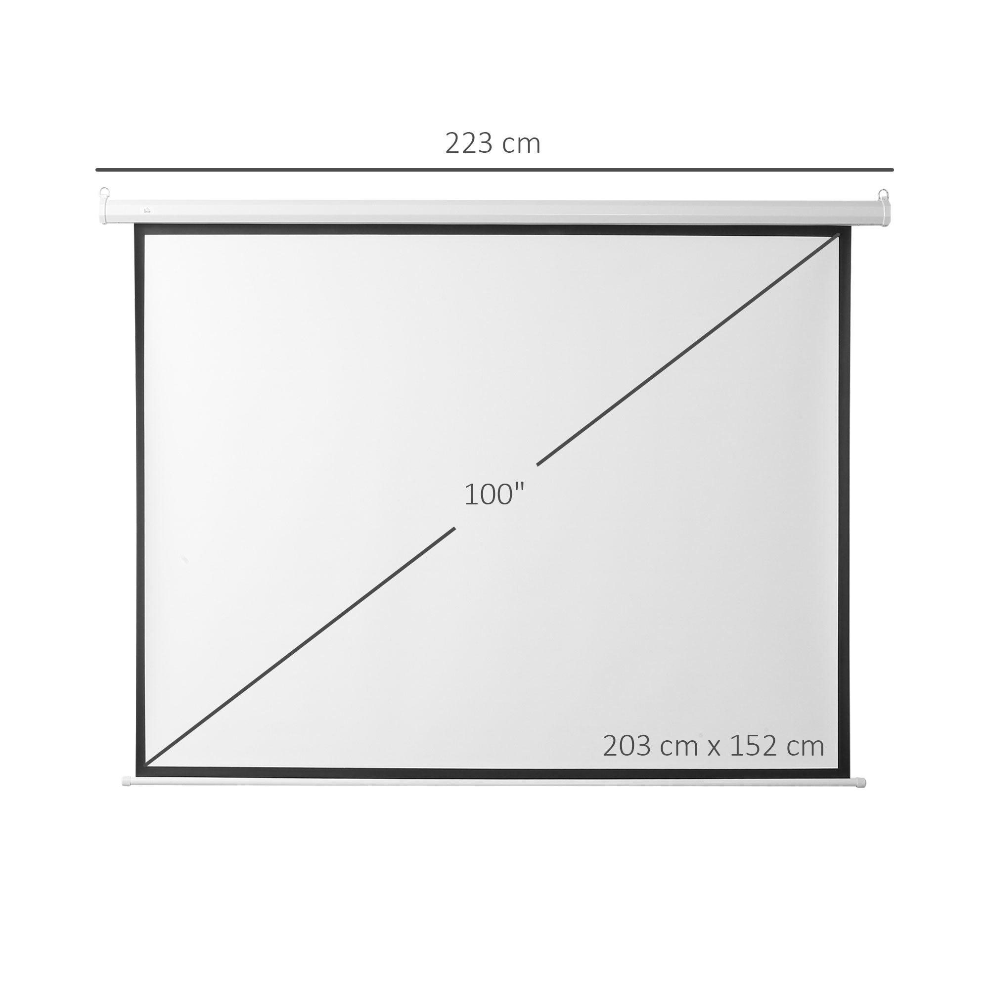 Easycomfort Schermo per Proiettore 100 Pollici Formato 4:3 Regolabile with Telecomando, Schermo di Proiezione Motorizzato Compatto, 203x152 cm, white