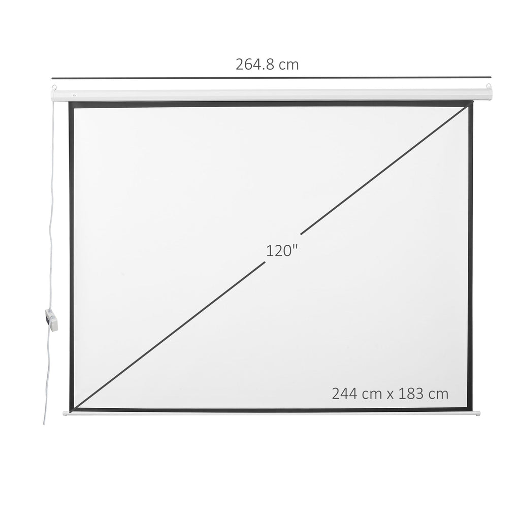 Easycomfort Schermo per Proiettore 120 Pollici Formato 4:3 Regolabile with Telecomando, Schermo di Proiezione Motorizzato Compatto, 244x183 cm, white
