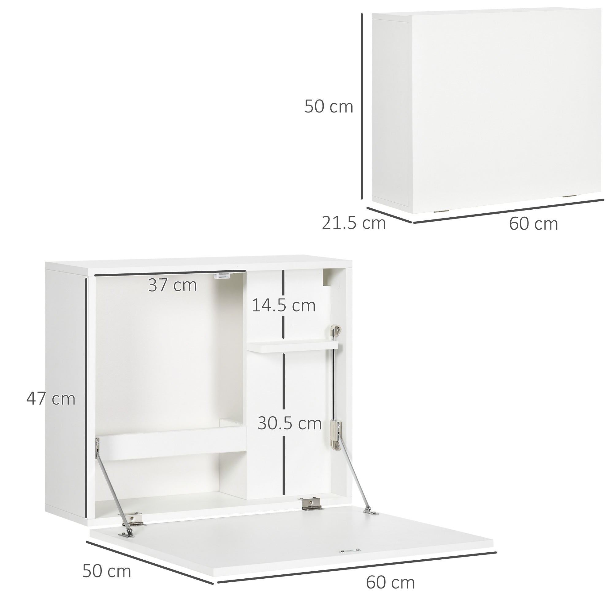 EasyComfort wandbureau opklapbaar met leLPGanken 60x21.5x50 cm wit