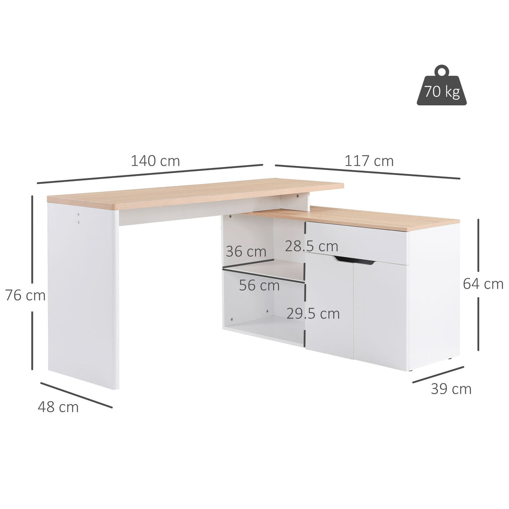 EasyComfort Scrivania Angolare hoekbureau met opbergruimte, 140x117x76 cm
