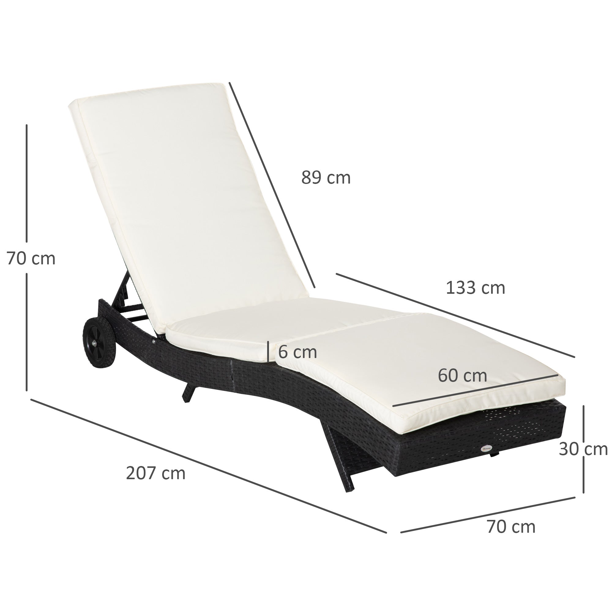 EasyComfort Sdraio tuinligstoel 207x70x70 cm, zwart